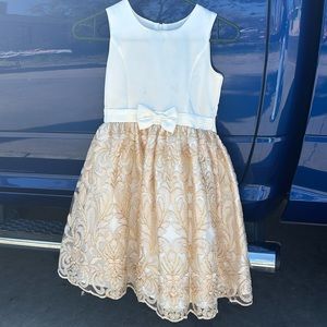 White and gold Kids Dress